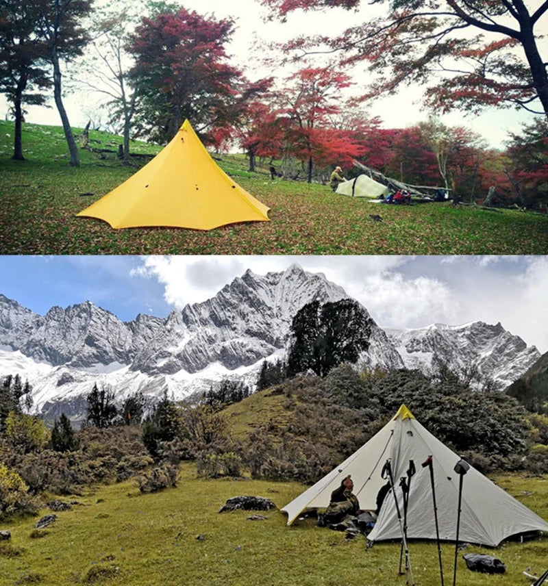 Knot 860g Ultralight Camping Rodless Pyramid Tent 4-8 Person Large Tarp 20D Nylon Both Sides Silicon Coating Outdoor Hikeburger