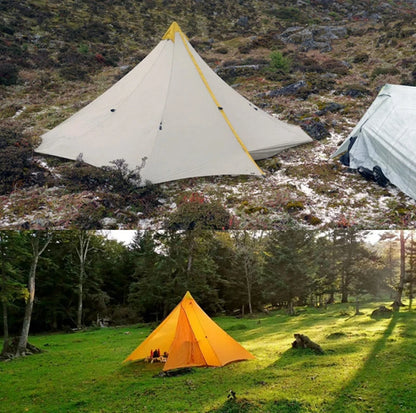 Knot 860g Ultralight Camping Rodless Pyramid Tent 4-8 Person Large Tarp 20D Nylon Both Sides Silicon Coating Outdoor Hikeburger