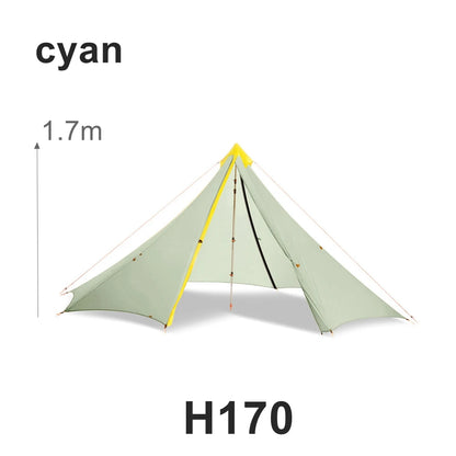 Knot 860g Ultralight Camping Rodless Pyramid Tent 4-8 Person Large Tarp 20D Nylon Both Sides Silicon Coating Outdoor Hikeburger