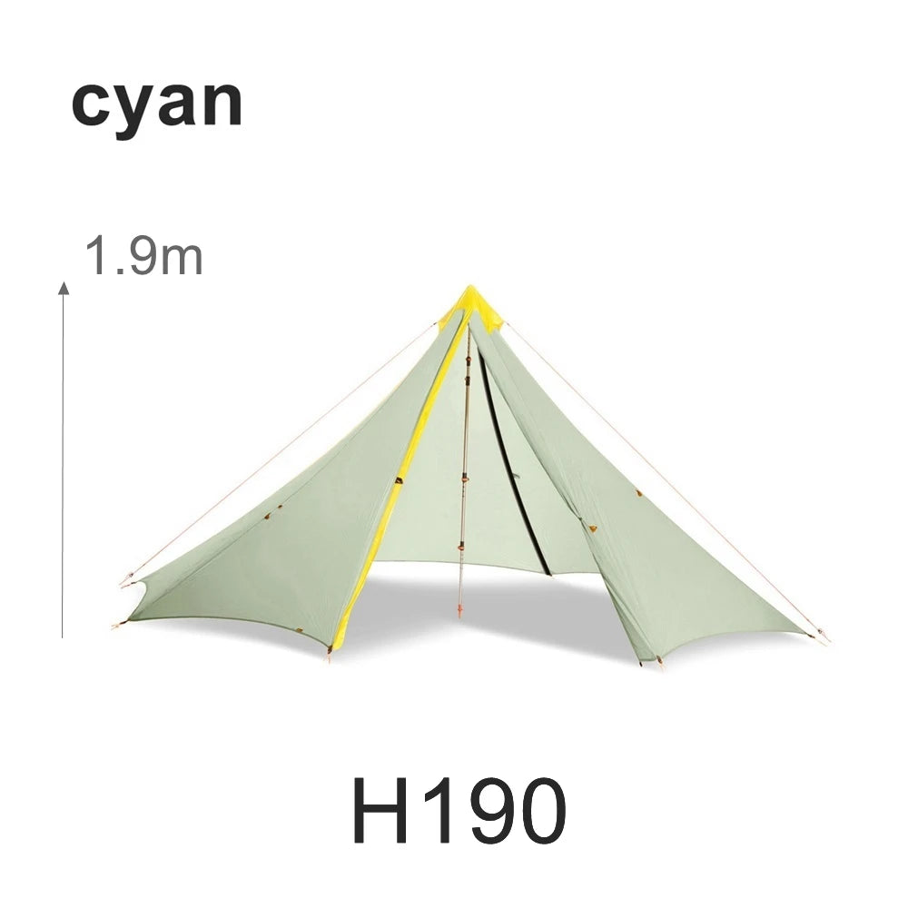Knot 860g Ultralight Camping Rodless Pyramid Tent 4-8 Person Large Tarp 20D Nylon Both Sides Silicon Coating Outdoor Hikeburger
