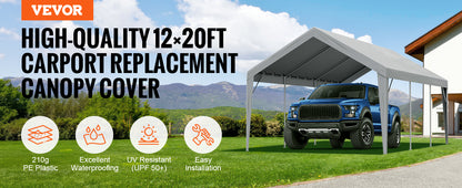 VEVOR Carport Replacement Canopy Cover Garage Top Tent Shelter Tarp Heavy-Duty Waterproof & UV Protected （Frame Not Include）