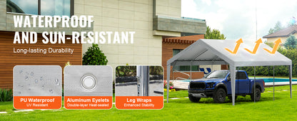 VEVOR Carport Replacement Canopy Cover Garage Top Tent Shelter Tarp Heavy-Duty Waterproof & UV Protected （Frame Not Include）
