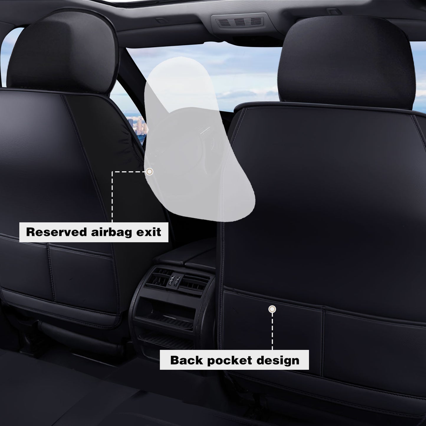 Full Set Leather Car Seat Cover 5-Seat Front + Rear Protectors For Toyota RAV4