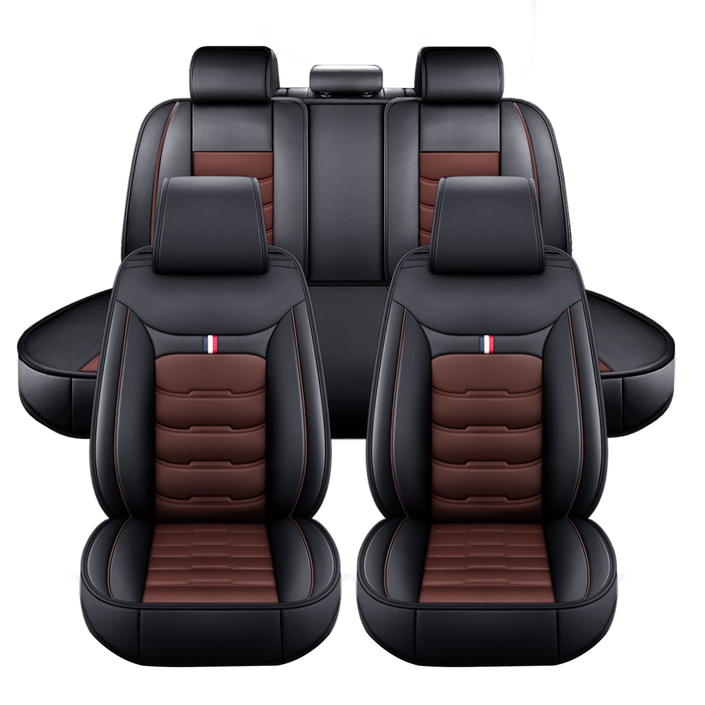 Full Set Leather Car Seat Cover 5-Seat Front + Rear Protectors For Toyota RAV4